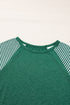 Contrast Print Striped Raglan Crew Neck Loose Long Sleeve Top